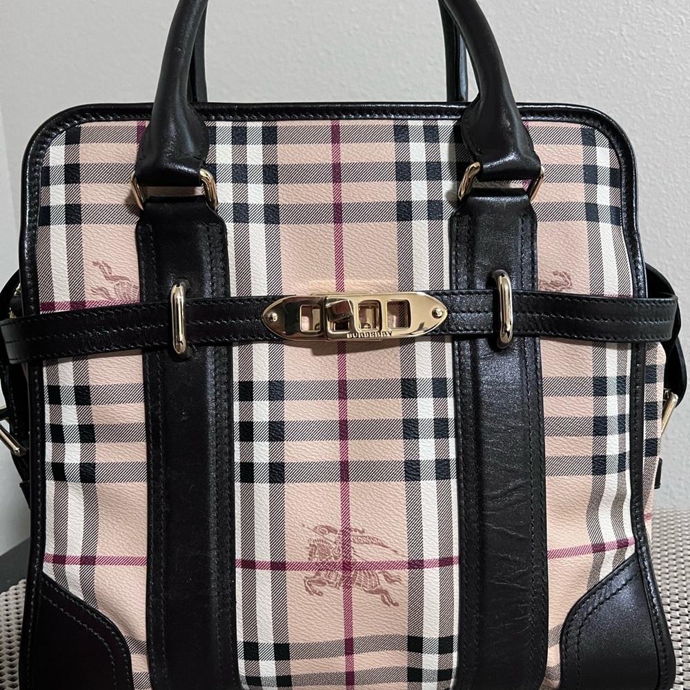Burberry Minford Haymarket Check Satchel/ Crossbody Bag 3857533